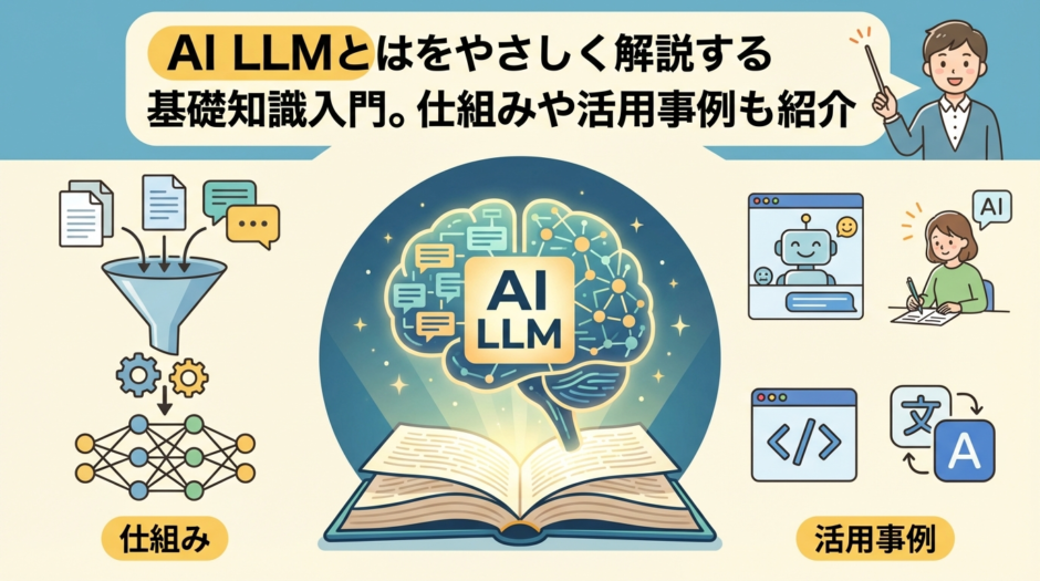AI LLM とはをやさしく解説する基礎知識入門。仕組みや活用事例も紹介