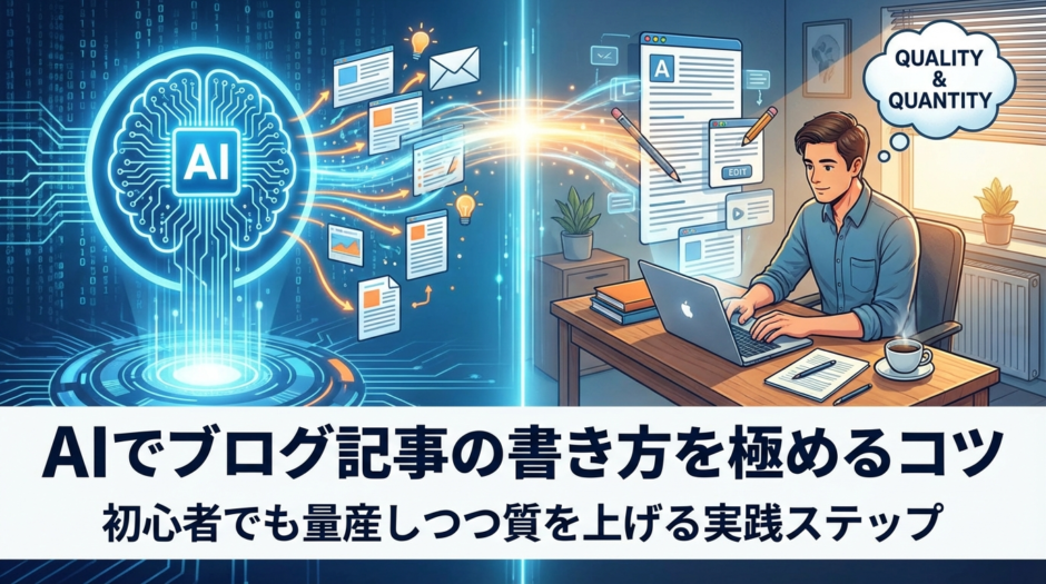 AIでブログの記事の書き方を極めるコツとは？初心者でも量産しつつ質を上げる実践ステップ