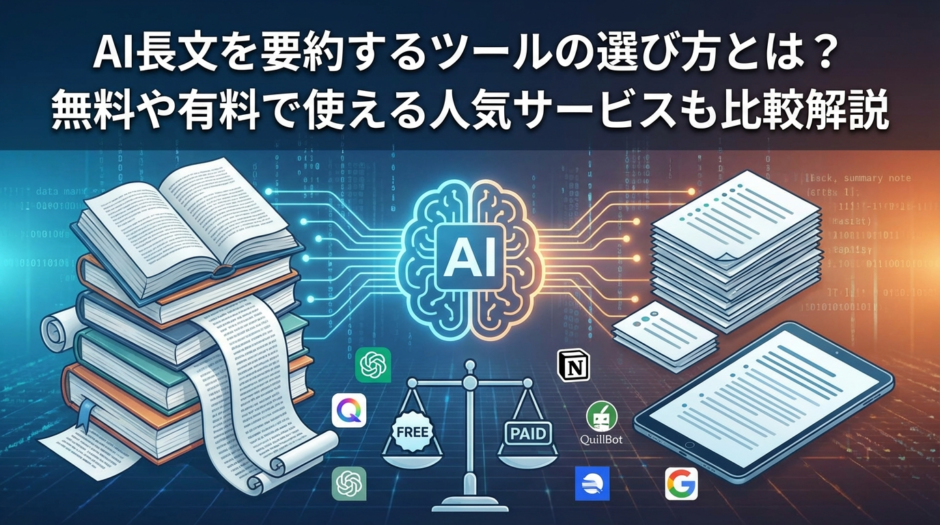 AI長文を要約するツールの選び方とは？無料や有料で使える人気サービスも比較解説