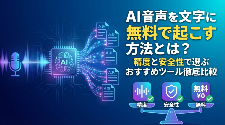 AI音声を文字に無料で起こす方法とは？精度と安全性で選ぶおすすめツール徹底比較